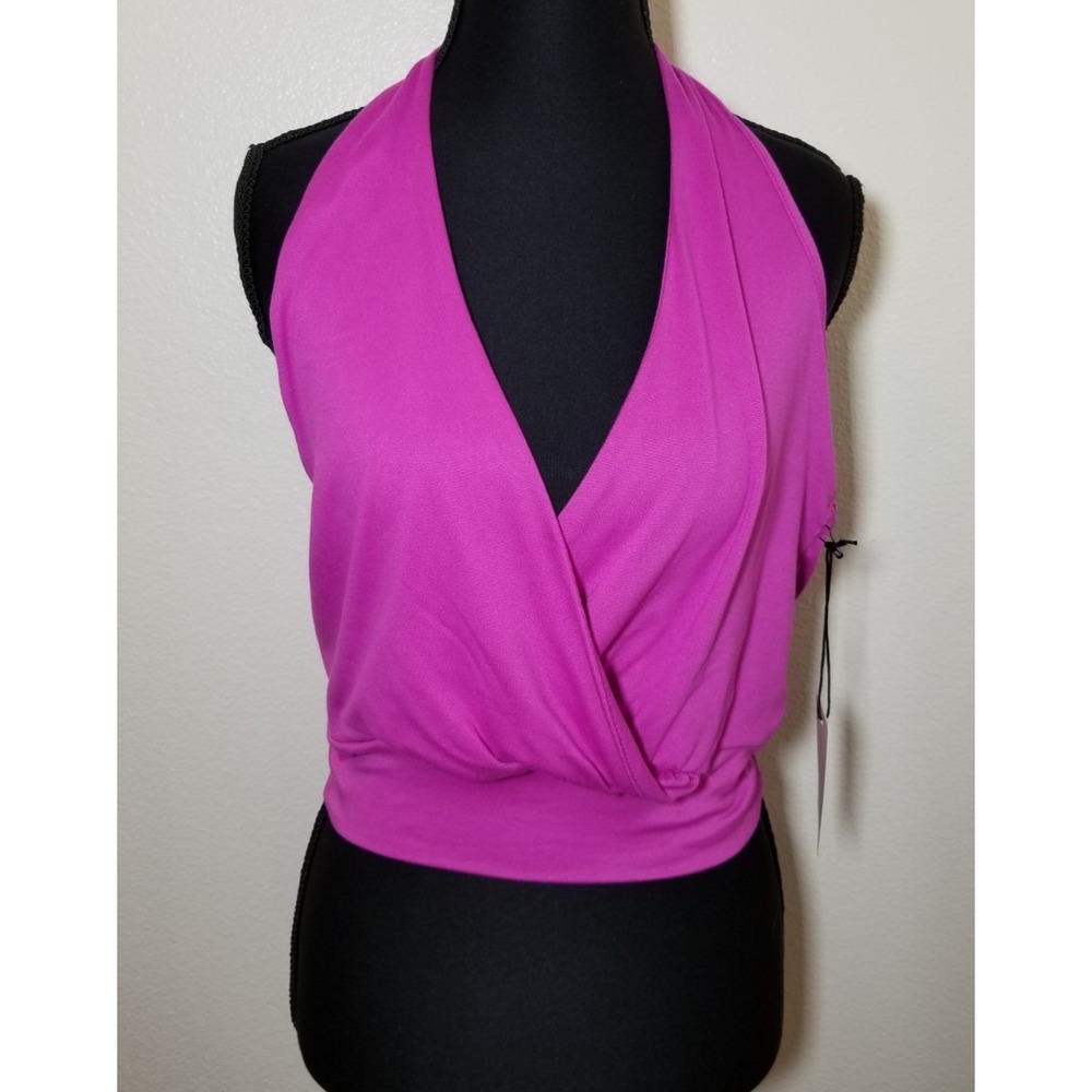 Nice On Womens Large Purple Halter Crop Top Festival Club Biker City Cottage NWT